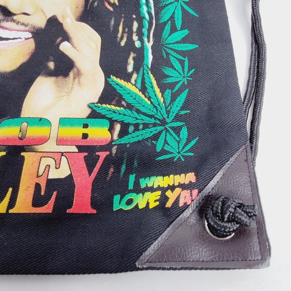 Bob Marley: I wanna love ya! Reversible Drawstring Bag - Picture 3 of 4